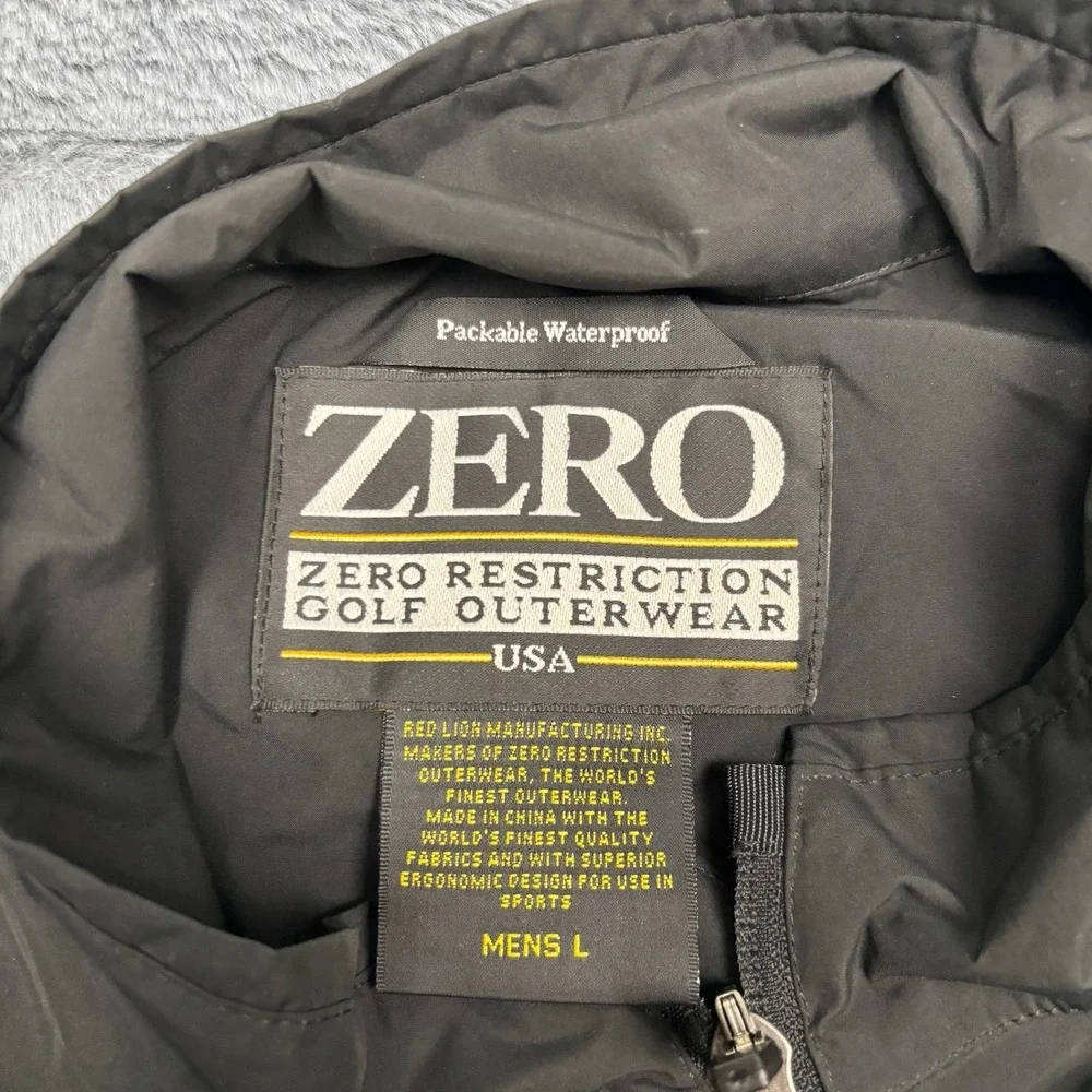 Zero Restriction Mens L Gentleman Jack Golf Jacket Packable Waterproof Black Zip